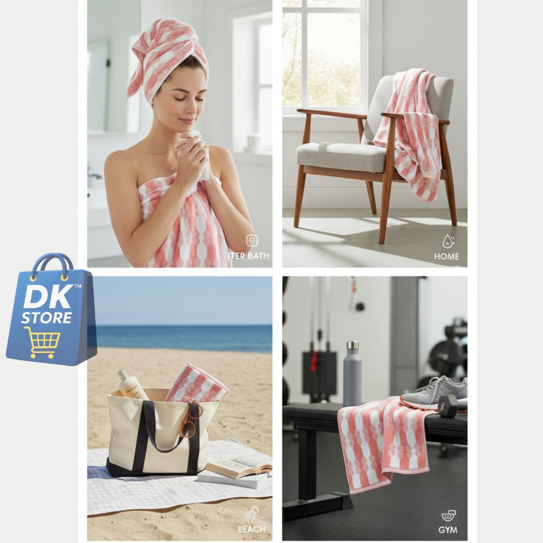 Coral Fleece Bath Towel 55x27in - Super Soft Quick Dry ( PINK Color)