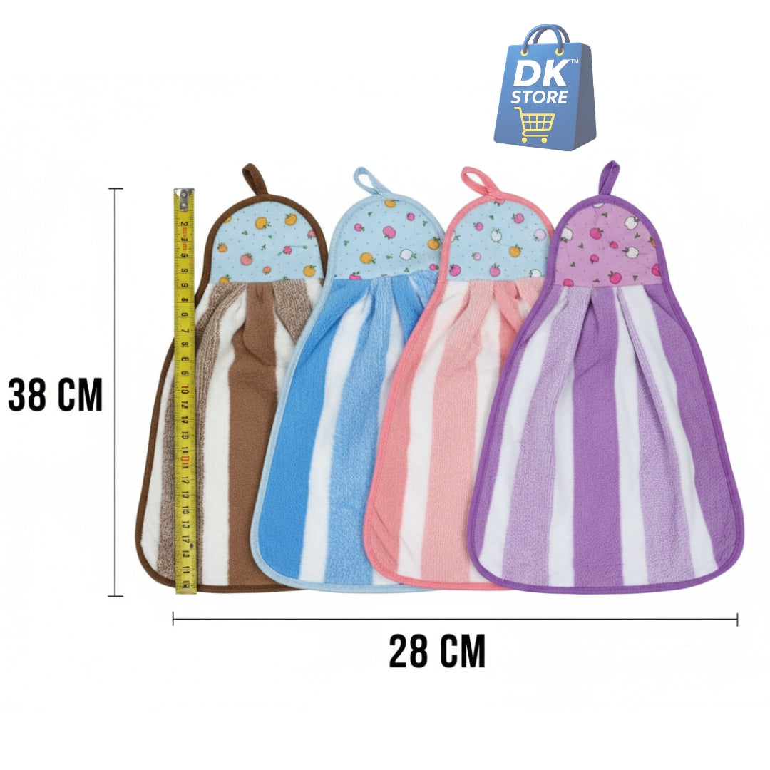 Microfiber Kitchen Towel with Loop - 38x28cm Quick Dry - Blue, Brown, Pink, Purple ( Pack of 4)