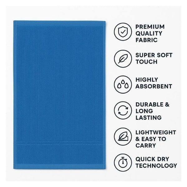 Blue Cotton Hand Towel 11×17 inch – Super Soft & Quick Dry (Pack of 6) Multi Colour - DK Store