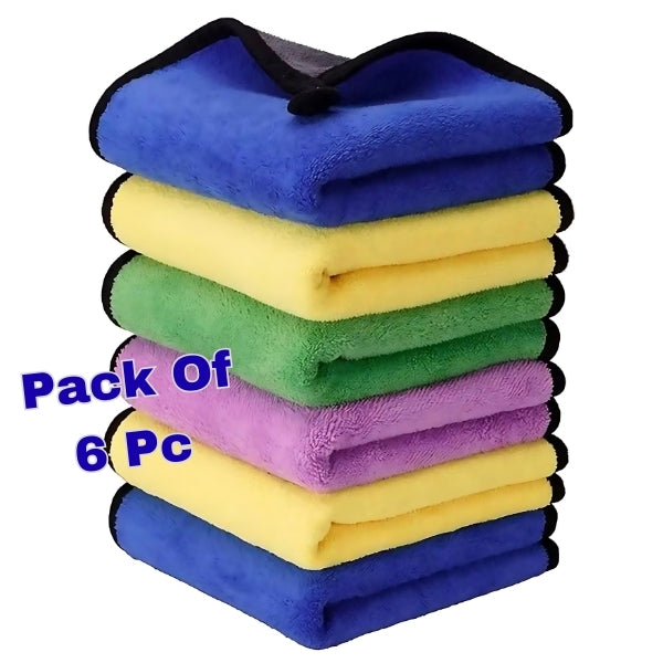 Microfiber Cleaning Cloth 30x40cm - Dual-Sided 500/600 GSM (Multi Color) (Pack 6)