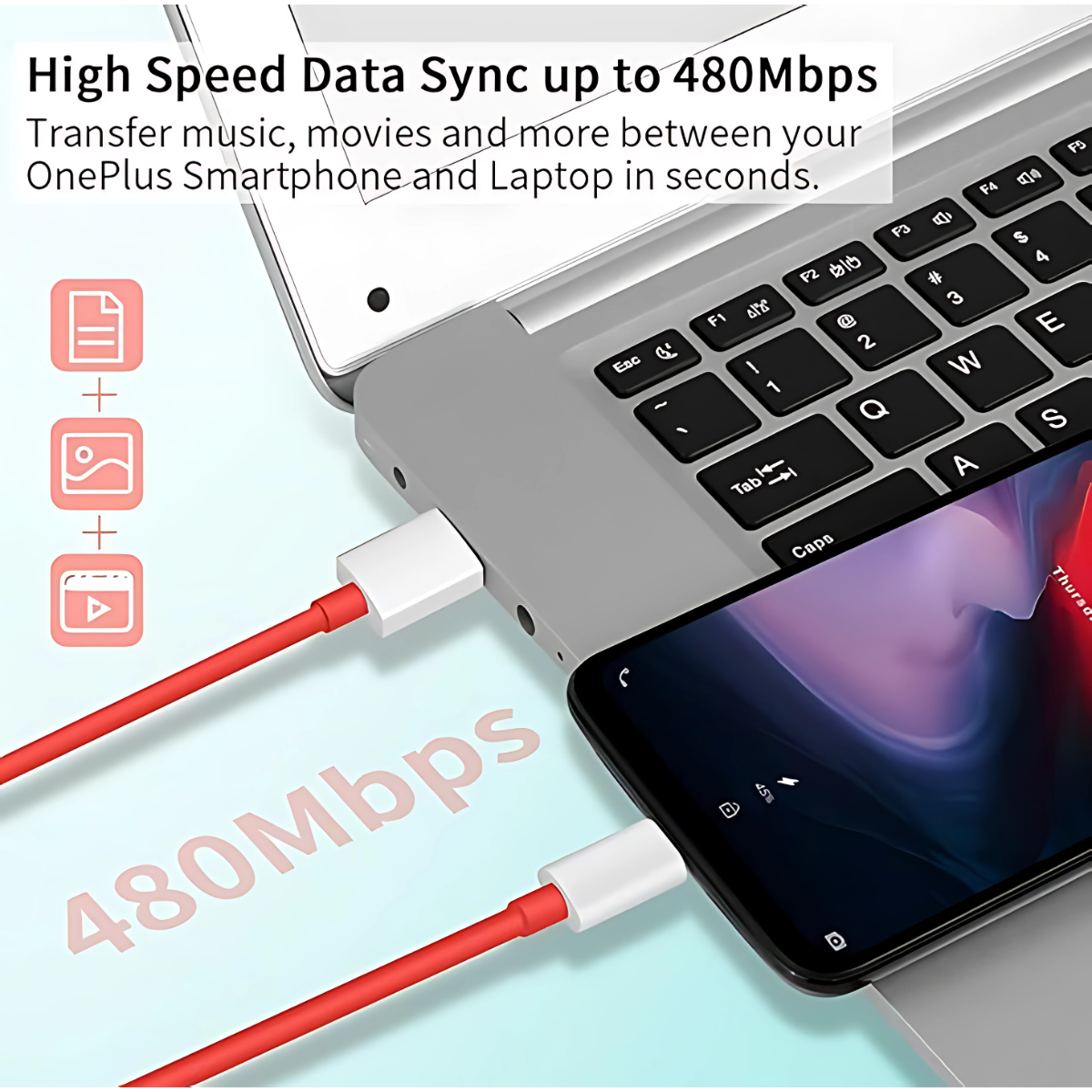 65W Rocket Type-C Cable WR-501 Fast Charging 1.8 Meter Red USB-C Data