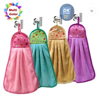 Microfiber Kitchen Towel with Loop - 38x28cm Quick Dry Pink,Green, Yellow, Purpule (Pack of 4)
