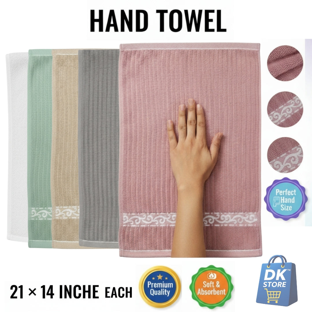 Premium Hand Towel 21x14 Inch - Soft Absorbent Cotton Towel Multi-Color Pack of 5 | Bathroom Kitchen Gym Towel