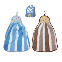 Microfiber Kitchen Towel with Loop - 38x28cm Quick Dry - Blue, Brown ( Pack of 2)