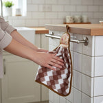 Microfiber Kitchen Towel with Loop - 38x28cm Quick Dry - Blue, Brown ( Pack of 2)