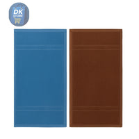 Cotton Hand Towel 11x17 inch - Super Soft Quick Dry ( Blue, Brown) (Pack 2)