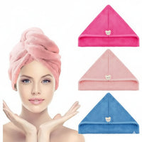 Midastra Microfiber Hair Towel Wrap - Quick Dry Anti-Frizz Turban 65x25cm ( Pack of 3)