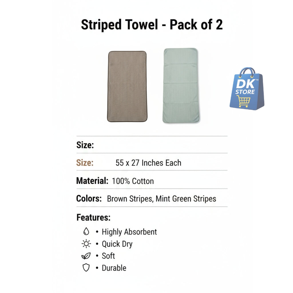 Coral Fleece Bath Towel 55x27in - Super Soft Quick Dry ( Brown, Light Green Color)