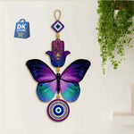 Wooden Butterfly Evil Eye Wall Hanging - Handcrafted Multicolor Wall Decor for Home Office Living Room | Nazar Protection
