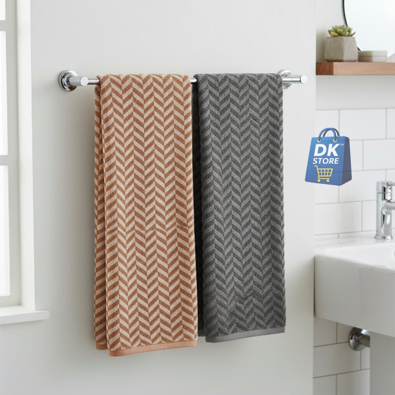 Coral Fleece Bath Towel 55x27in - Super Soft Quick Dry ( Black, Orange Color)