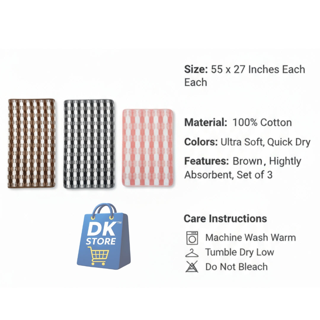 Coral Fleece Bath Towel 55x27in - Super Soft Quick Dry ( Brown, Black, Pink Color)
