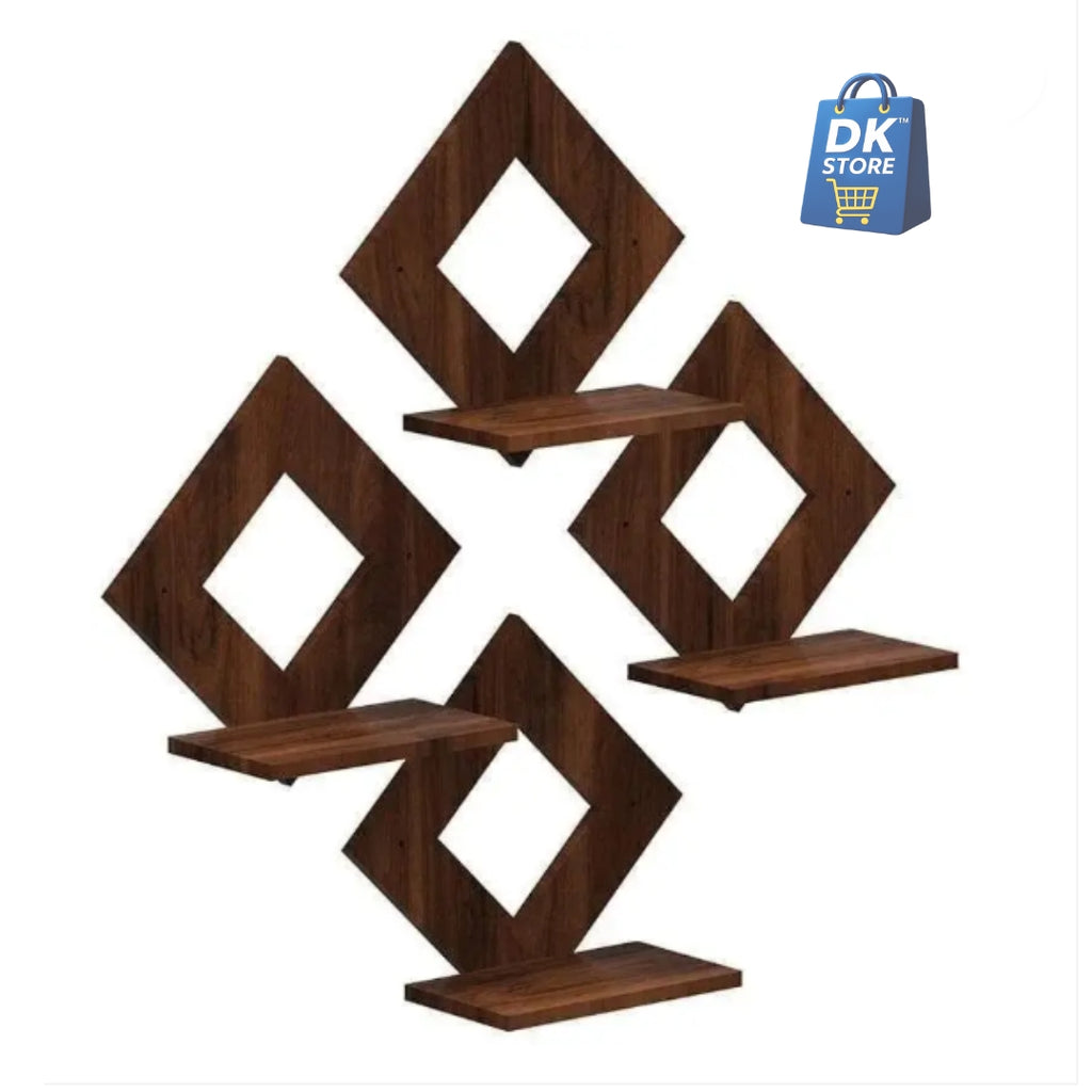 Wooden Wall Shelf Floating - Handcrafted Wall Mounted Display Rack for Home Decor | Rustic Wood Storage Organizer