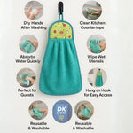 Microfiber Kitchen Towel with Loop - 38x28cm Quick Dry Pink,Green, Yellow, Purpule (Pack of 4)