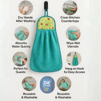 Microfiber Kitchen Towel with Loop - 38x28cm Quick Dry Pink,Green, Yellow, Purpule (Pack of 4)