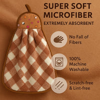 Microfiber Kitchen Towel with Loop - 38x28cm Quick Dry - Blue, Brown ( Pack of 2)