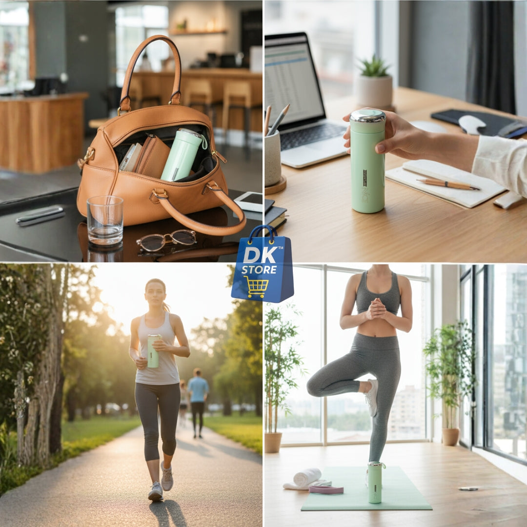 400ml Plastic Water Bottle - Compact Mint Green Bottle with Mirror Top & Strap | BPA Free Leak-Proof Portable