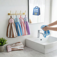 Microfiber Kitchen Towel with Loop - 38x28cm Quick Dry - Blue, Brown, Pink, Purple ( Pack of 4)