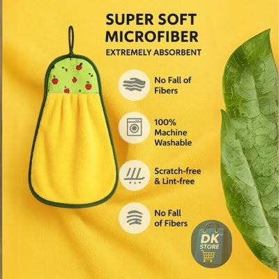 Microfiber Kitchen Towel with Loop - 38x28cm Quick Dry Brown,Light Green (Pack of 2)