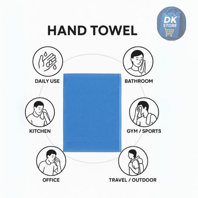 Cotton Hand Towel 11x17 inch - Super Soft Quick Dry ( Blue, Brown, Orange,White, Pink) (Pack 5)