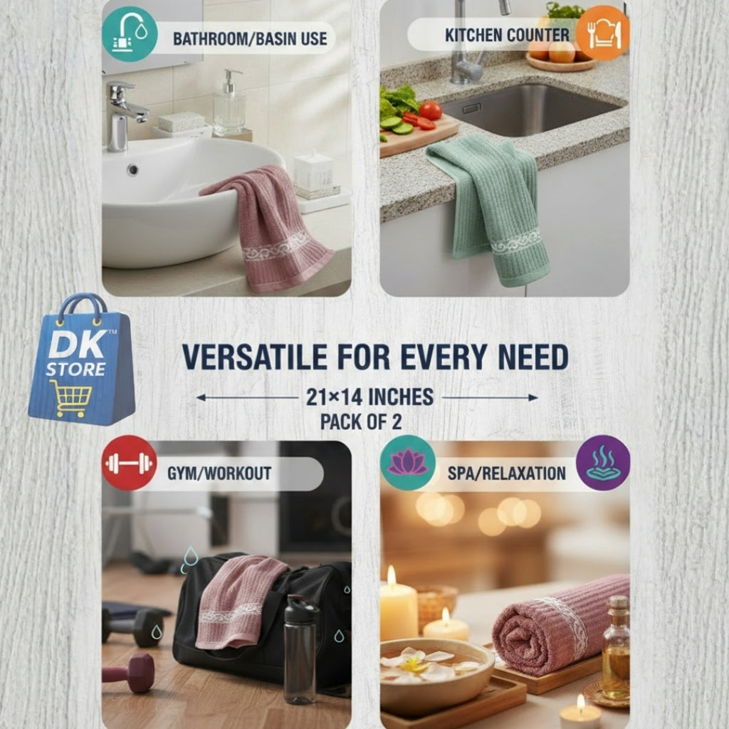 Premium Hand Towel 21x14 Inch - Soft Absorbent Cotton Towel Multi-Color Pack of 5 | Bathroom Kitchen Gym Towel