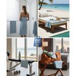 Coral Fleece Bath Towel 55x27in - Super Soft Quick Dry ( Teal Green Light Blue Color)