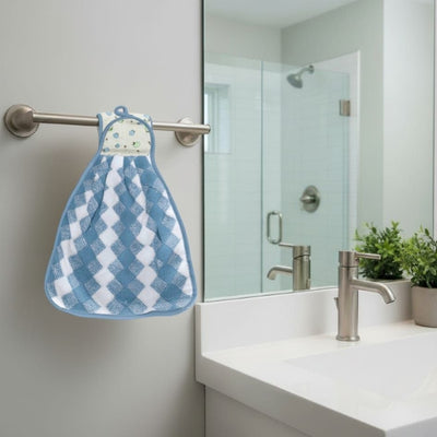 Microfiber Kitchen Towel with Loop - 38x28cm Quick Dry - Blue, Brown ( Pack of 2)