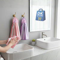 Microfiber Kitchen Towel with Loop - 38x28cm Quick Dry - Pink, Purple ( Pack of 2)