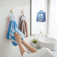 Microfiber Kitchen Towel with Loop - 38x28cm Quick Dry - Blue, Brown ( Pack of 2)