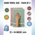Premium Hand Towel 21x14 Inch - Soft Absorbent Cotton Towel Pink Green Pack of 2 | Bathroom Kitchen Gym Towel