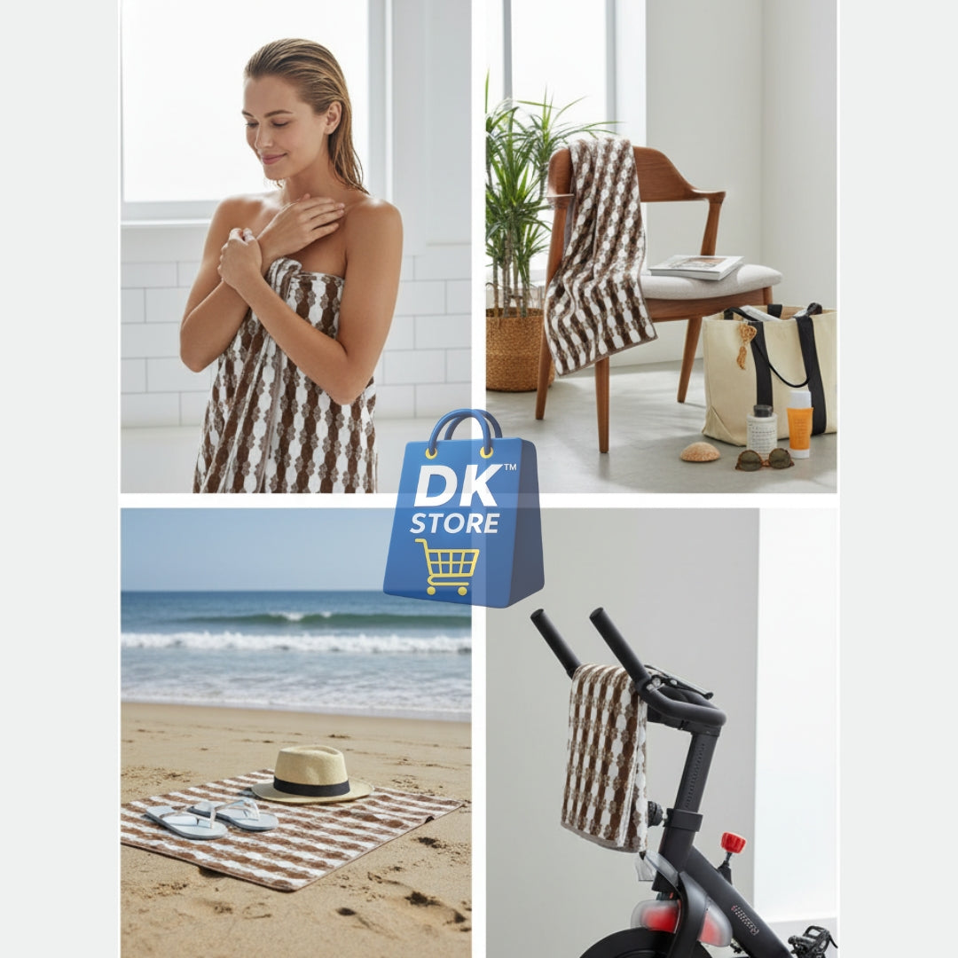 Coral Fleece Bath Towel 55x27in - Super Soft Quick Dry ( Brown Color)