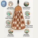 Microfiber Kitchen Towel with Loop - 38x28cm Quick Dry - Blue, Brown, Pink, Purple ( Pack of 4)