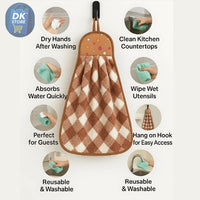 Microfiber Kitchen Towel with Loop - 38x28cm Quick Dry - Blue, Brown, Pink, Purple ( Pack of 4)