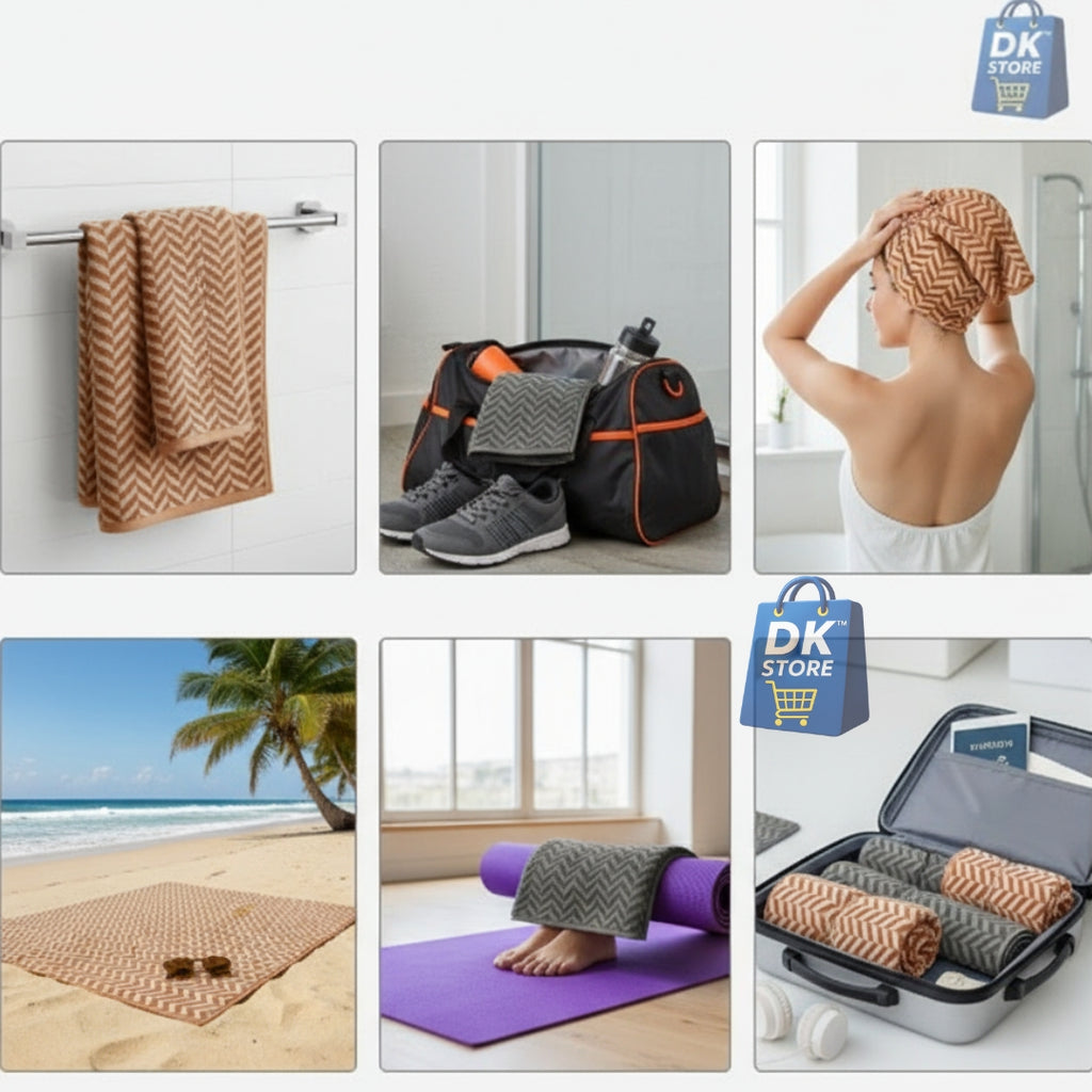 Coral Fleece Bath Towel 55x27in - Super Soft Quick Dry ( Black, Orange Color)