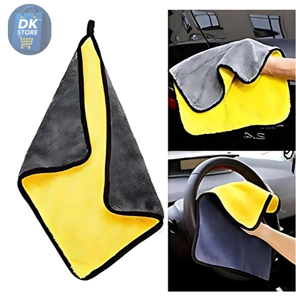 Microfiber Cleaning Cloth 30x40cm - Dual-Sided 600 GSM - Green,Yellow, Navy (Pack of 3)