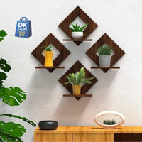 Wooden Wall Shelf Floating - Handcrafted Wall Mounted Display Rack for Home Decor | Rustic Wood Storage Organizer