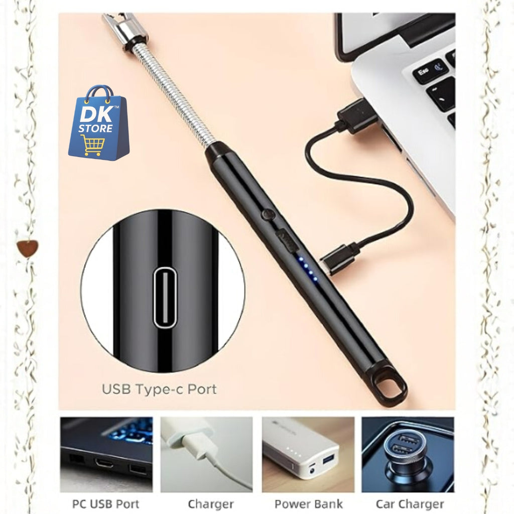 USB Rechargeable Electric Lighter 360° Flexible Neck - Kitchen Gas Stove BBQ Candle Lighter Windproof Flameless Arc Lighter