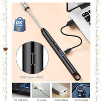 USB Rechargeable Electric Lighter 360° Flexible Neck - Kitchen Gas Stove BBQ Candle Lighter Windproof Flameless Arc Lighter