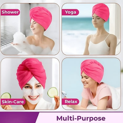 Midastra Microfiber Hair Towel Wrap - Quick Dry Anti-Frizz Turban 65x25cm ( Pack of 3)