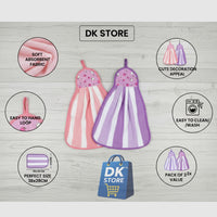 Microfiber Kitchen Towel with Loop - 38x28cm Quick Dry - Pink, Purple ( Pack of 2)