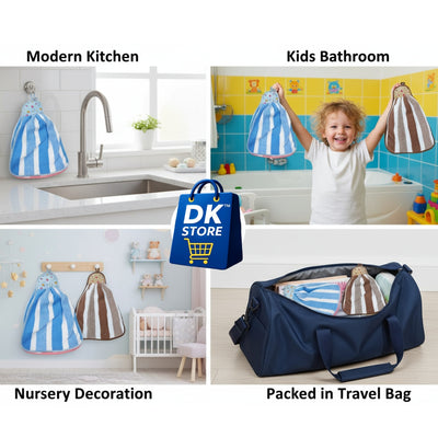 Microfiber Kitchen Towel with Loop - 38x28cm Quick Dry - Blue, Brown ( Pack of 2)