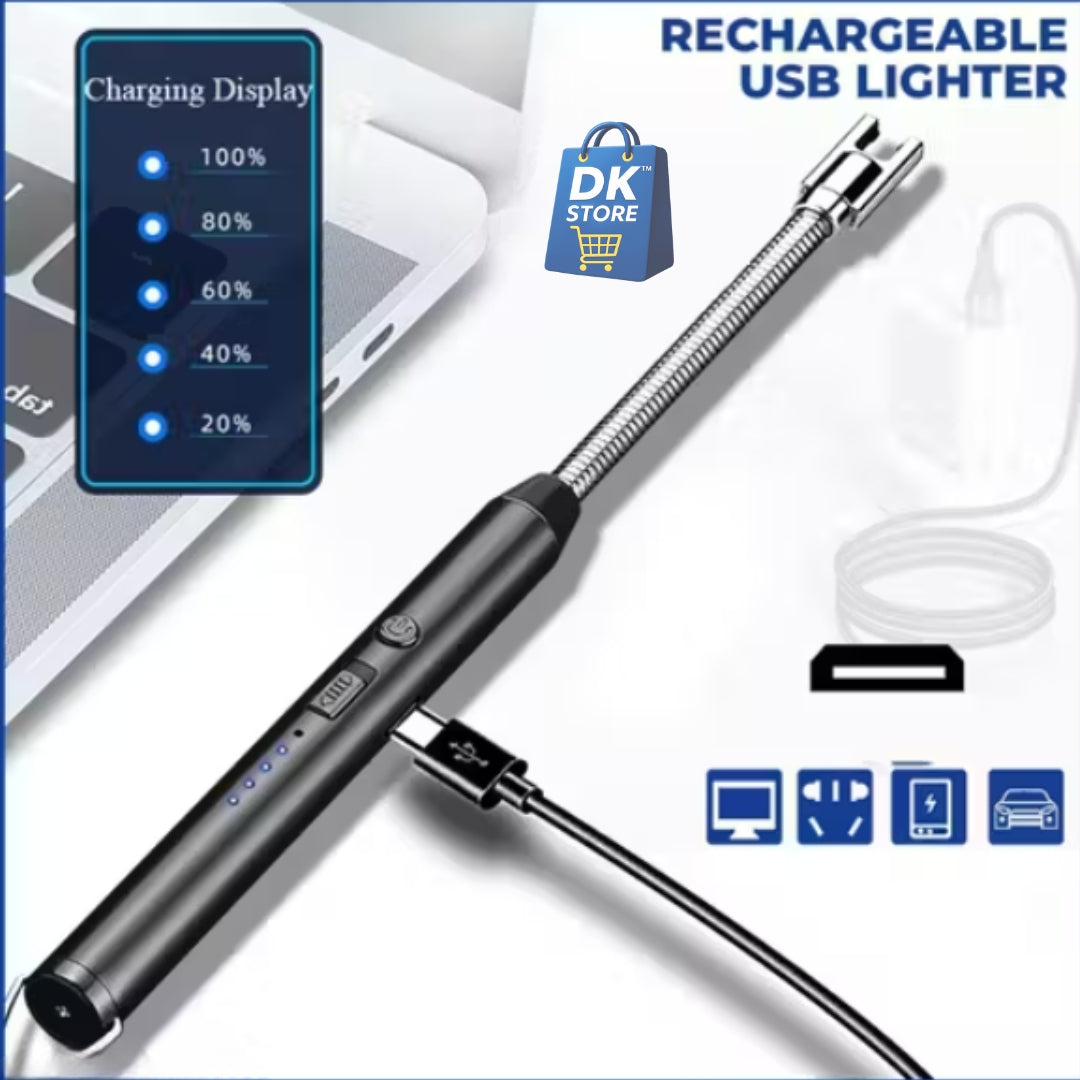 USB Rechargeable Electric Lighter 360° Flexible Neck - Kitchen Gas Stove BBQ Candle Lighter Windproof Flameless Arc Lighter