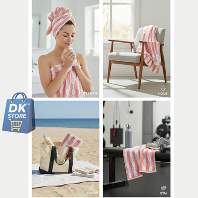 Coral Fleece Bath Towel 55x27in - Super Soft Quick Dry ( PINK Color)