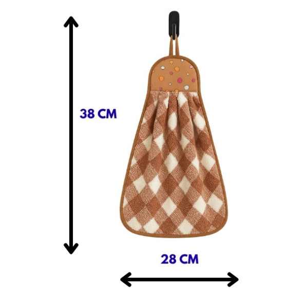 Microfiber Kitchen Towel with Loop - 38x28cm Quick Dry - Blue, Brown ( Pack of 2)