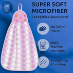 Microfiber Kitchen Towel with Loop - 38x28cm Quick Dry - Pink,Purple ( Pack of 2)