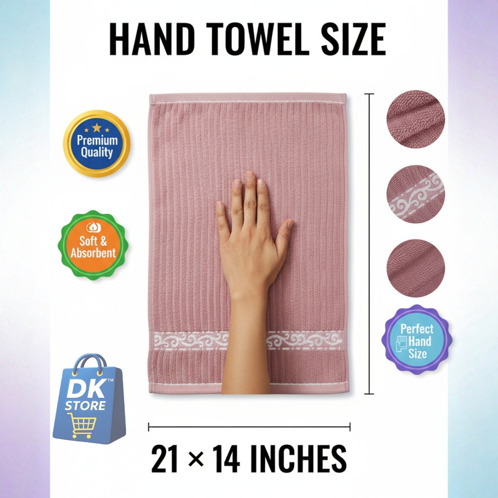 Premium Hand Towel 21x14 Inch - Soft Absorbent Textured Cotton Towel Dusty Rose Pink | Bathroom Kitchen Gym