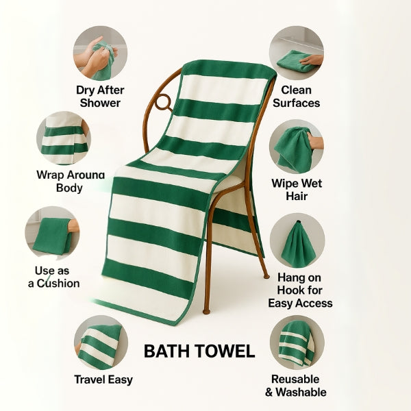 Coral Fleece Bath Towel 55×27 in (140×70 cm) – Super Soft & Quick Dry Multi Colour - DK Store