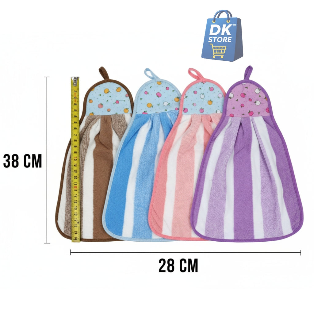 Microfiber Kitchen Towel with Loop - 38x28cm Quick Dry - Blue, Brown, Pink, Purple ( Pack of 4)
