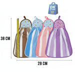 Microfiber Kitchen Towel with Loop - 38x28cm Quick Dry - Blue, Brown, Pink, Purple ( Pack of 4)