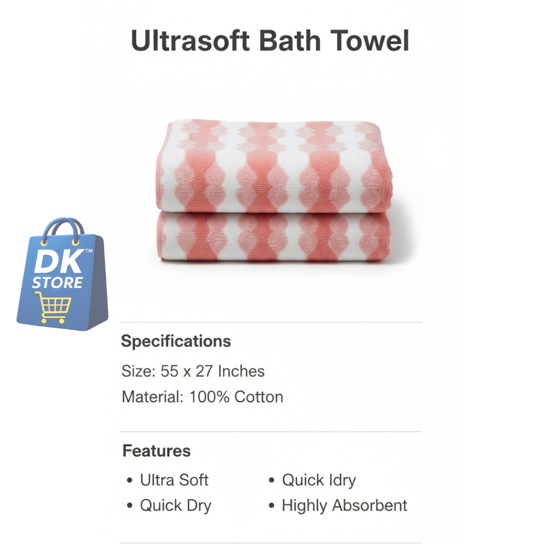 Coral Fleece Bath Towel 55x27in - Super Soft Quick Dry ( PINK Color)