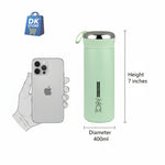 400ml Plastic Water Bottle - Compact Mint Green Bottle with Mirror Top & Strap | BPA Free Leak-Proof Portable